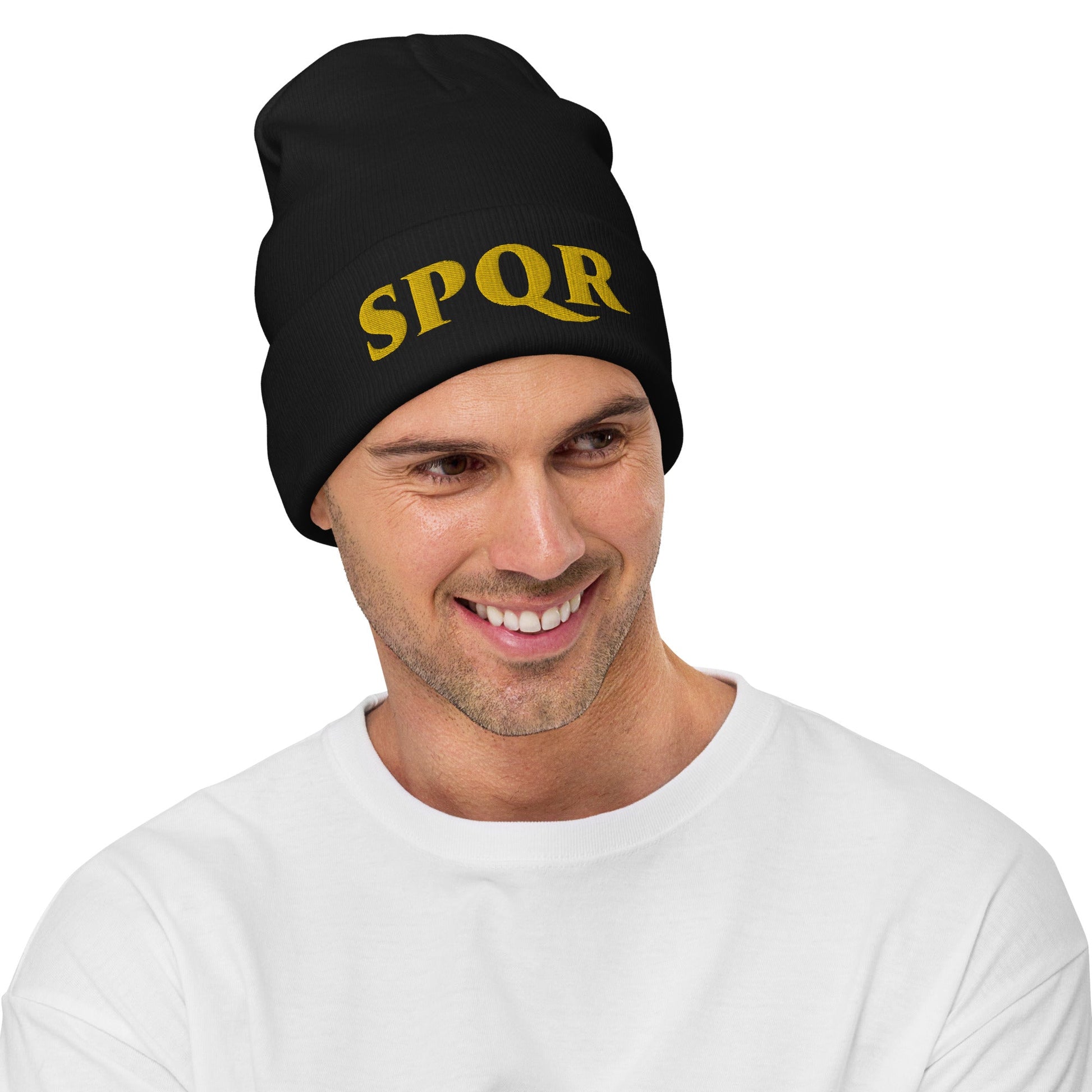 Embroidered SPQR Beanie - Emporium RomanumBlack