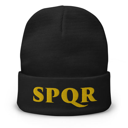 Embroidered SPQR Beanie - Emporium RomanumBlack