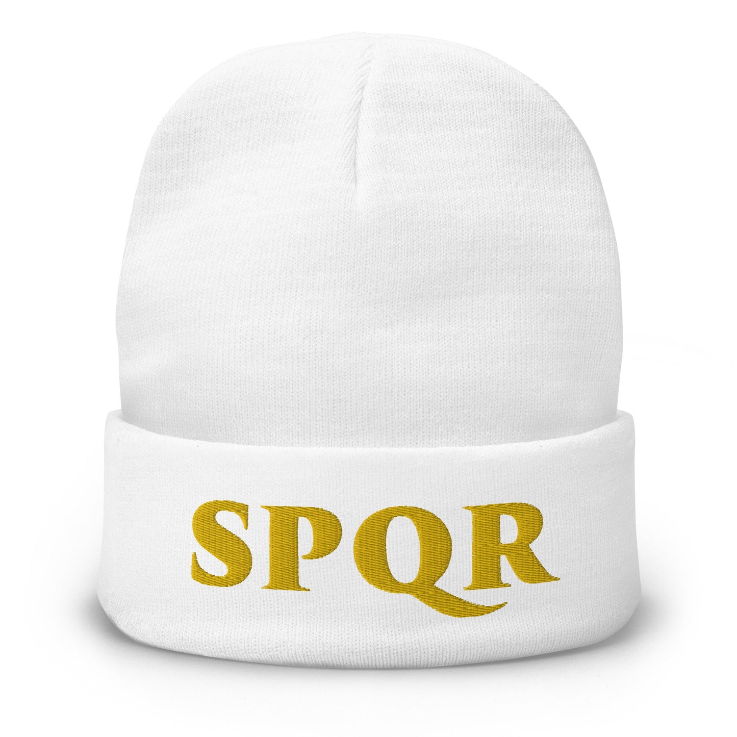 Embroidered SPQR Beanie - Emporium RomanumWhite