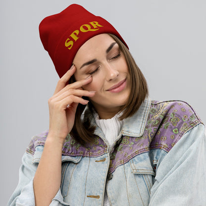 Embroidered SPQR Beanie - Emporium RomanumBlack