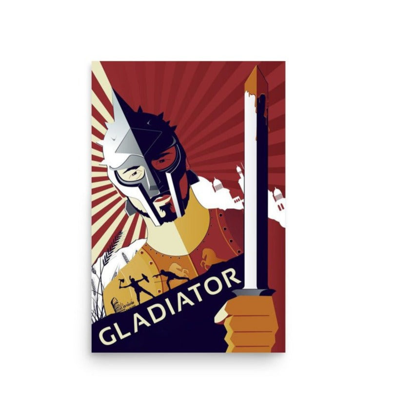 Gladiator Art Deco Style Poster - Emporium Romanum12″×18″