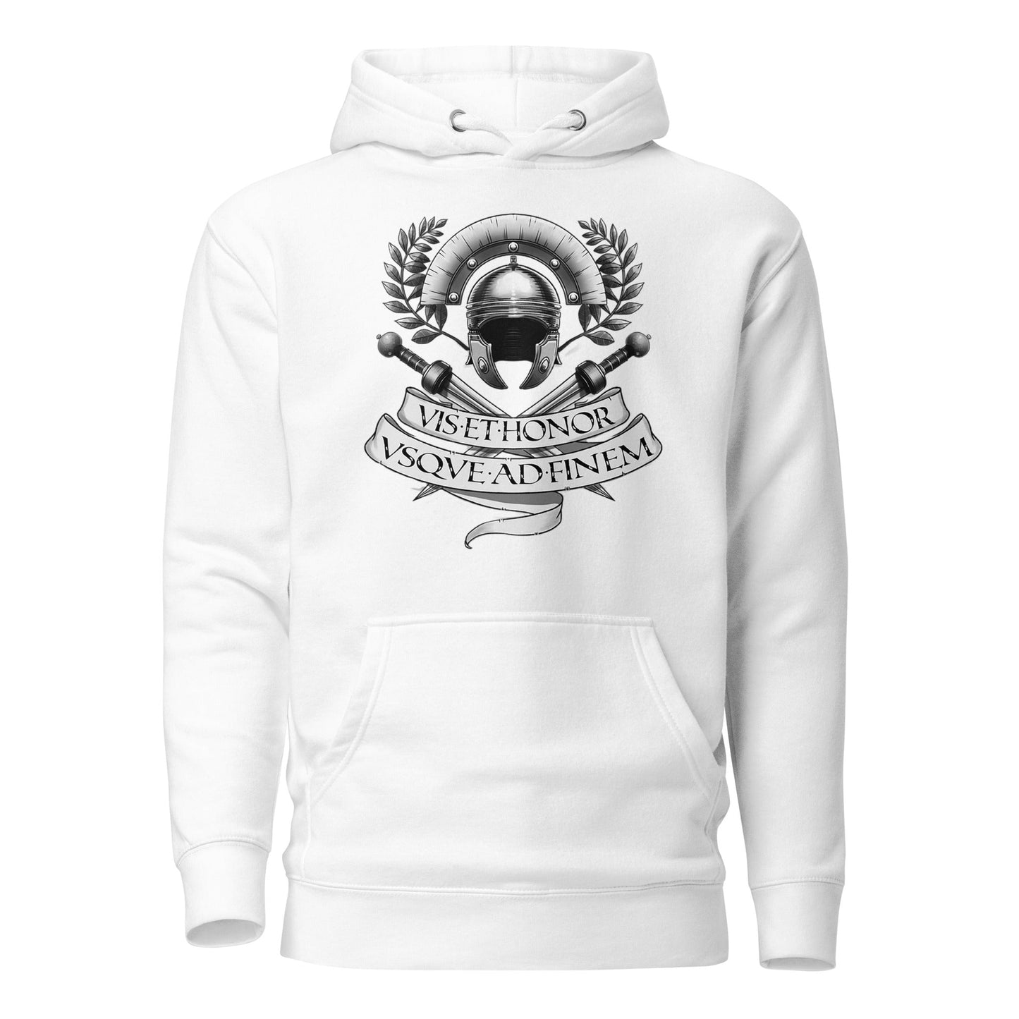 Roman Strength and Honor Hoodie - Emporium RomanumWhiteS